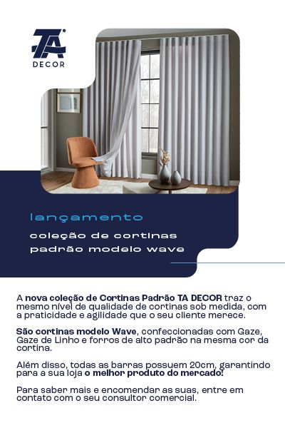 LANÇAMENTO - COLEÇÃO DE CORTINAS PADRÃO MODELO WAVE